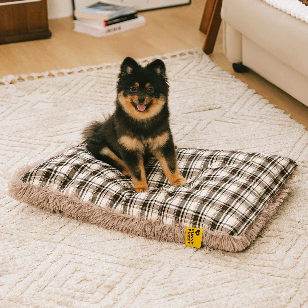 Doppelseitige Plüsch-Hundematte mit Karomuster