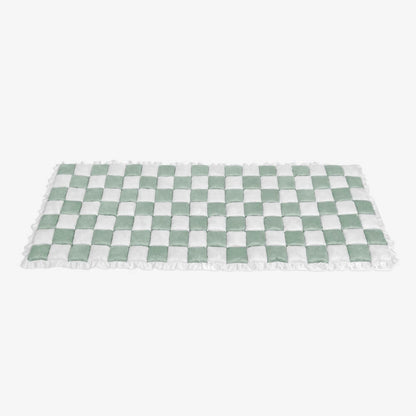 Cremefarbener großer karierten quadratischer fuzzy Haustier Hundematte Bett Ecksofa Couchbezug