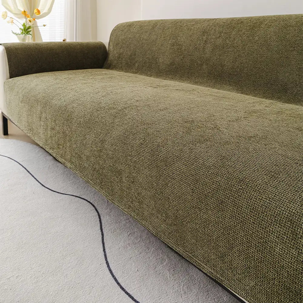 Einteiliger Chenille Kratzfester Wasserabweisender Rutschfester Sofaüberwurf & Bürostuhl Protector