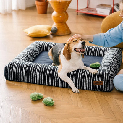SnugNest Texturierte Streifen Orthopädisches Hundebett für die Hundebox
